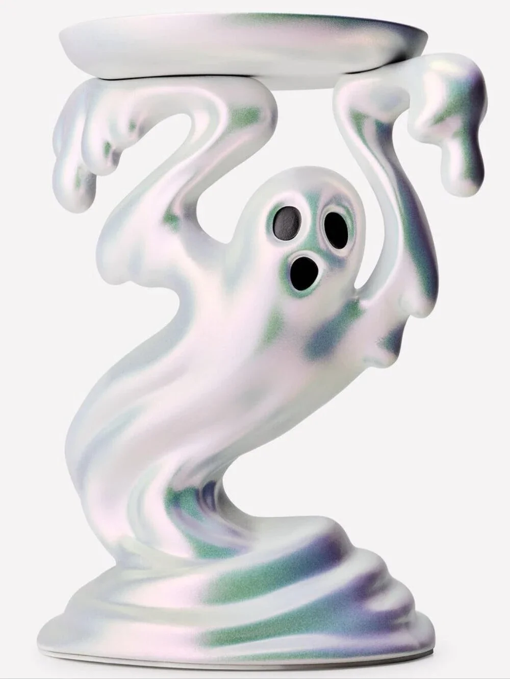 Bath & Body Works Halloween Iridescent Drippy Pearl Ghost Candle Holder NEW RARE